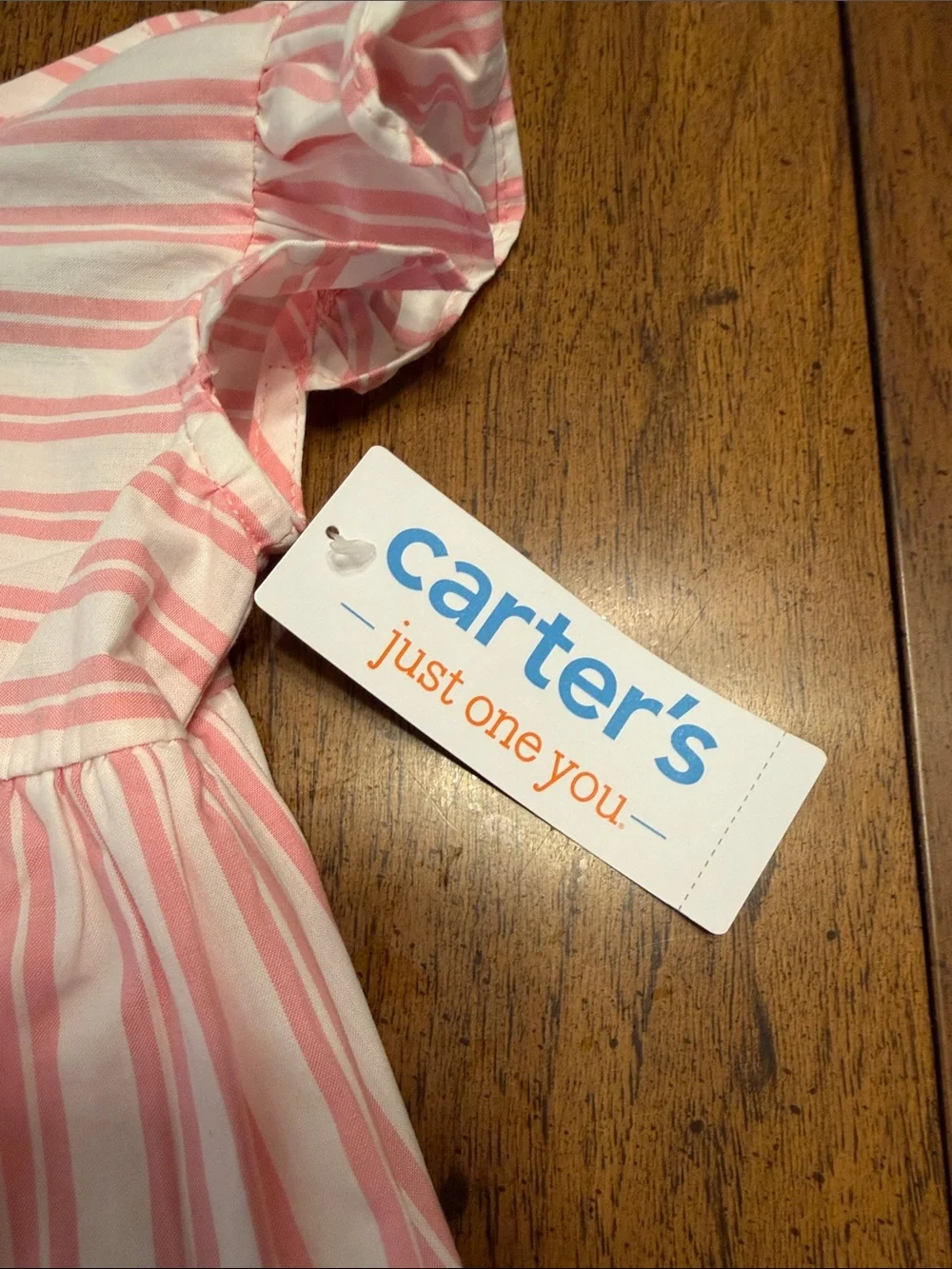 Carter's Pink and White Stripe Cotton Dress with Matching Hat 3M